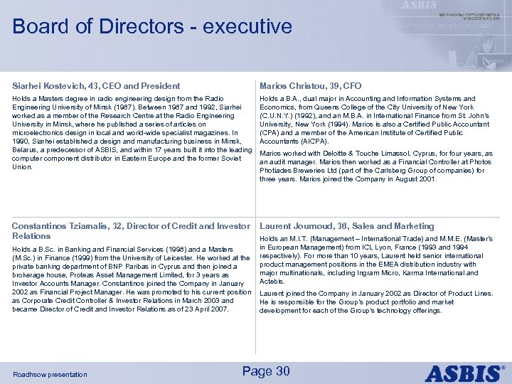 Board of Directors - executive IBDINGWar OPX 20070976. 9 3/19/2018 9: 43 AM Siarhei