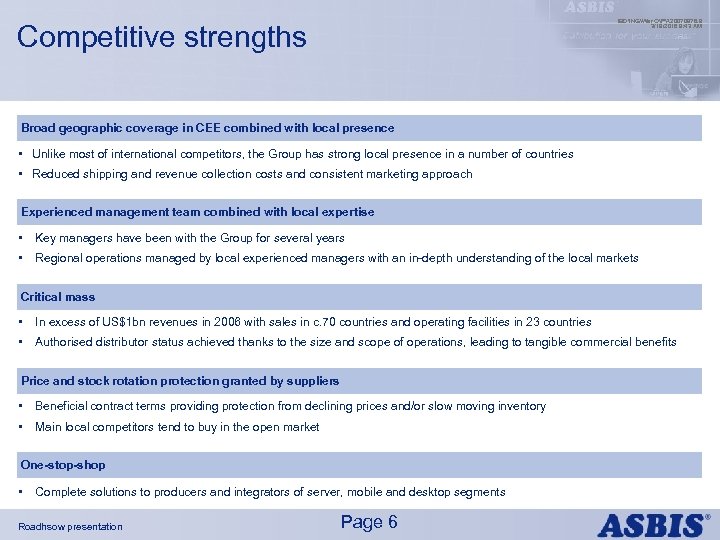 IBDINGWar OPX 20070976. 9 3/19/2018 9: 43 AM Competitive strengths Broad geographic coverage in