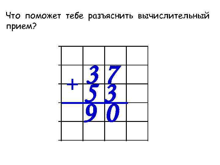 Что поможет тебе разъяснить вычислительный прием? 37 53 90 