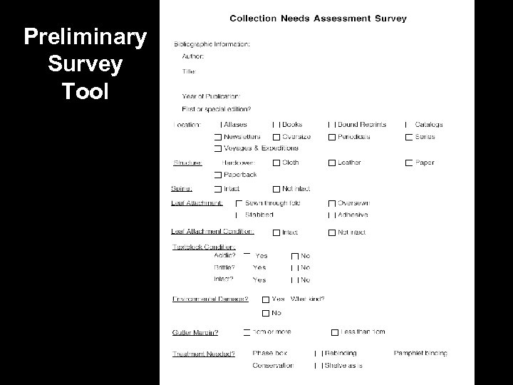 Preliminary Survey Tool 