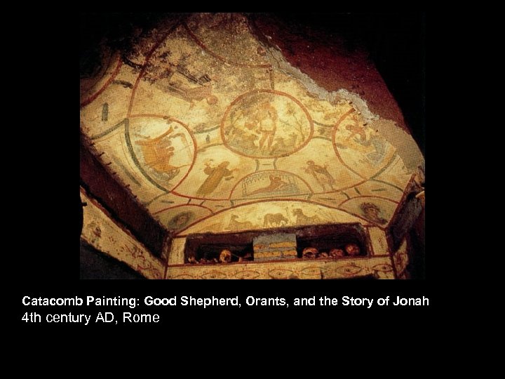 Catacomb Painting: Good Shepherd, Orants, and the Story of Jonah 4 th century AD,