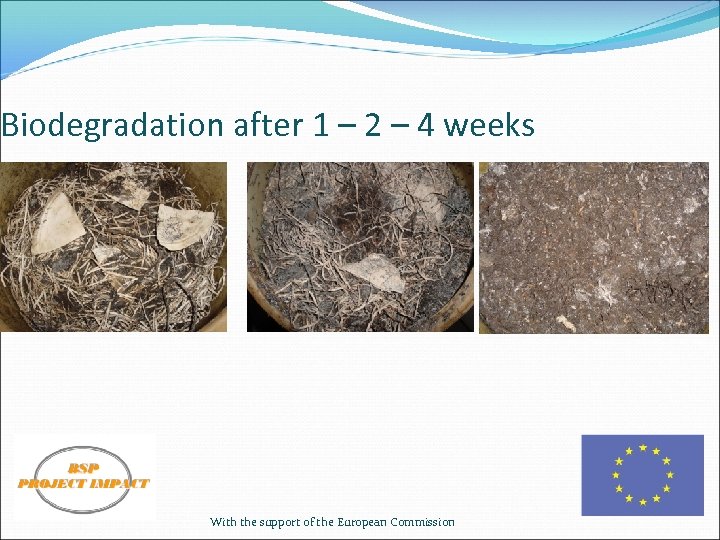 Biodegradation after 1 – 2 – 4 weeks With the support of the European