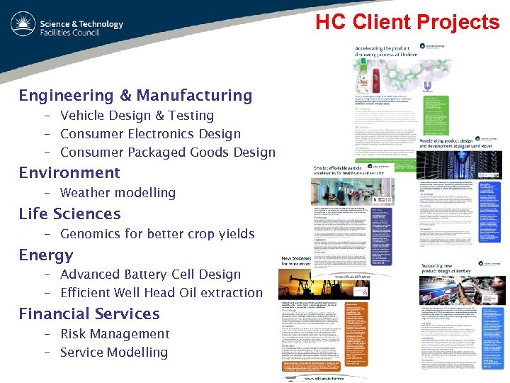 HC Client Projects Engineering & Manufacturing – Vehicle Design & Testing – Consumer Electronics