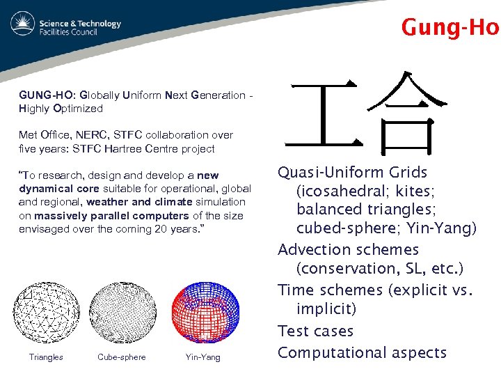 Gung-Ho GUNG-HO: Globally Uniform Next Generation Highly Optimized Met Office, NERC, STFC collaboration over