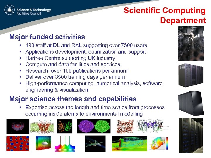 Scientific Computing Department Major funded activities • • 190 staff at DL and RAL