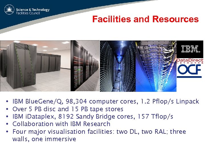 Facilities and Resources • • • IBM Blue. Gene/Q, 98, 304 computer cores, 1.