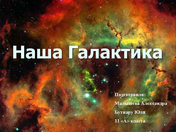 Наша Галактика Подготовили: Малышева Александра Бутнару Юля 11 «А» класса 