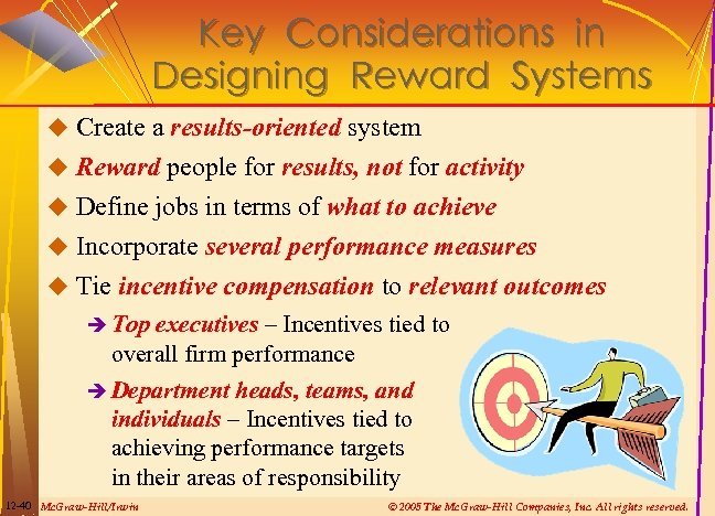 Key Considerations in Designing Reward Systems u Create a results-oriented system u Reward people