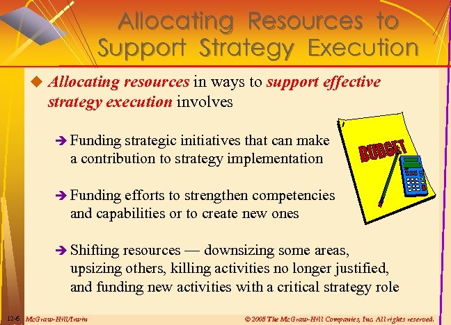 Allocating Resources to Support Strategy Execution u Allocating resources in ways to support effective