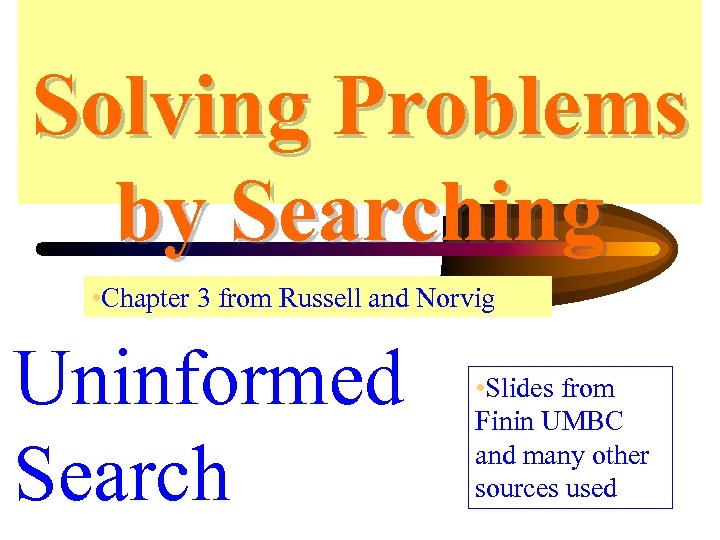 Solving Problems by Searching • Chapter 3 from Russell and Norvig Uninformed Search •