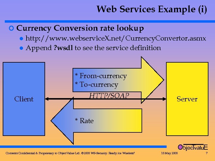 Web Services Example (i) ¢ Currency Conversion rate lookup l http: //www. webservice. X.