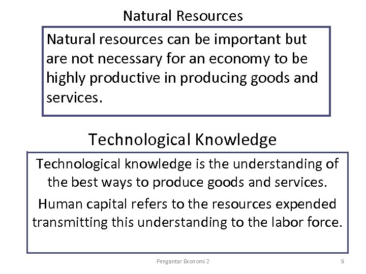 Natural Resources Natural resources can be important but are not necessary for an economy