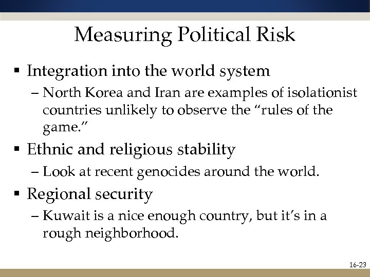 Measuring Political Risk § Integration into the world system – North Korea and Iran