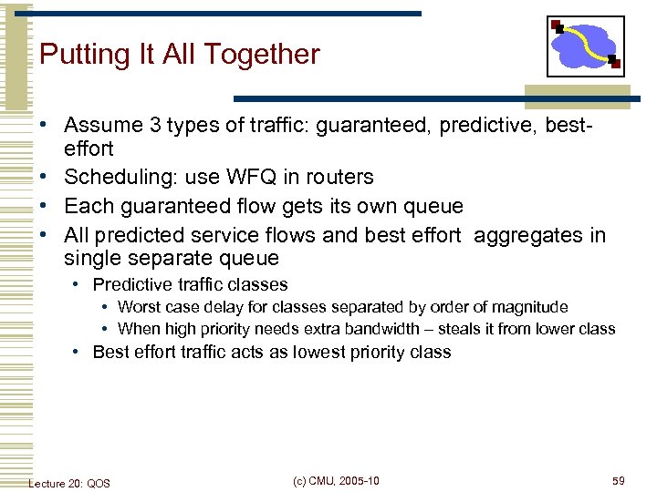 Putting It All Together • Assume 3 types of traffic: guaranteed, predictive, besteffort •