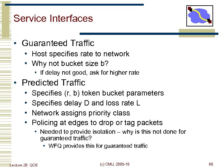 Service Interfaces • Guaranteed Traffic • Host specifies rate to network • Why not