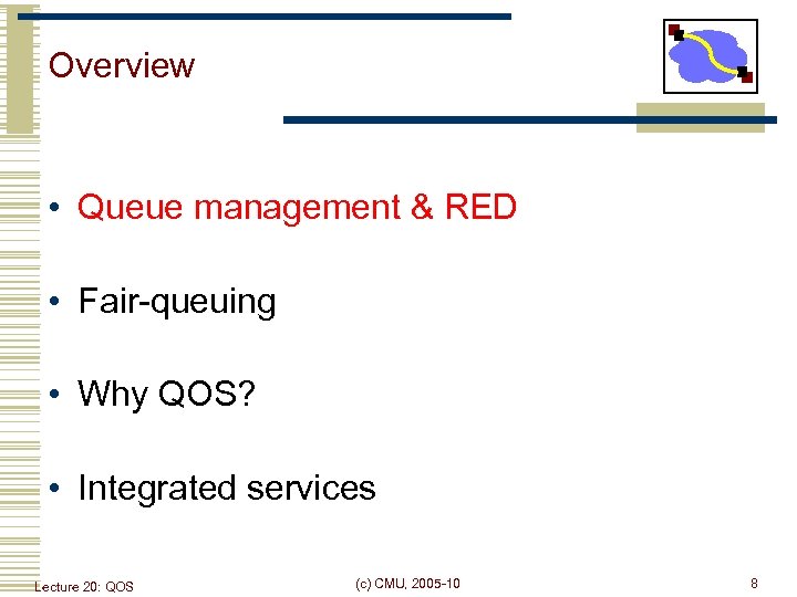 Overview • Queue management & RED • Fair-queuing • Why QOS? • Integrated services