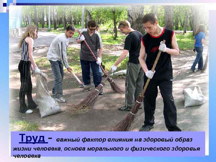  Труд - важный фактор влияния на здоровый образ жизни человека, основа морального и