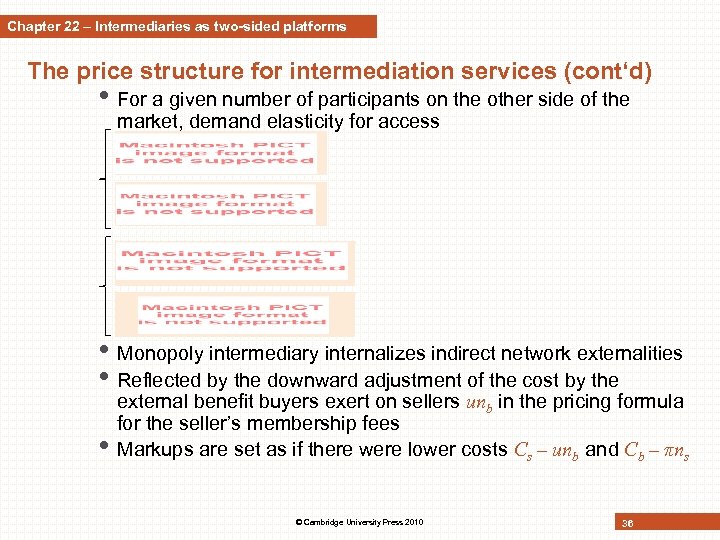 Chapter 22 – Intermediaries as two-sided platforms The price structure for intermediation services (cont‘d)