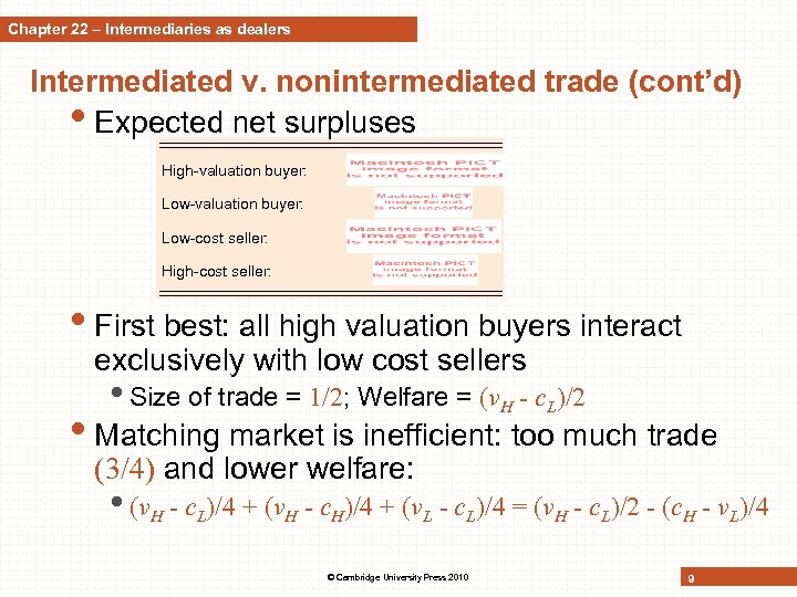 Chapter 22 – Intermediaries as dealers Intermediated v. nonintermediated trade (cont’d) • Expected net