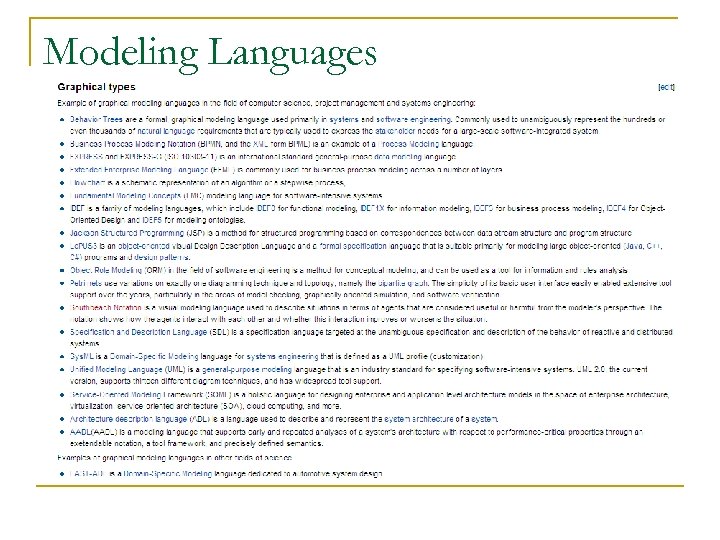 Modeling Languages 
