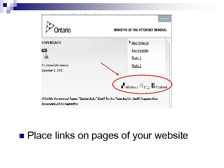 n Place links on pages of your website 