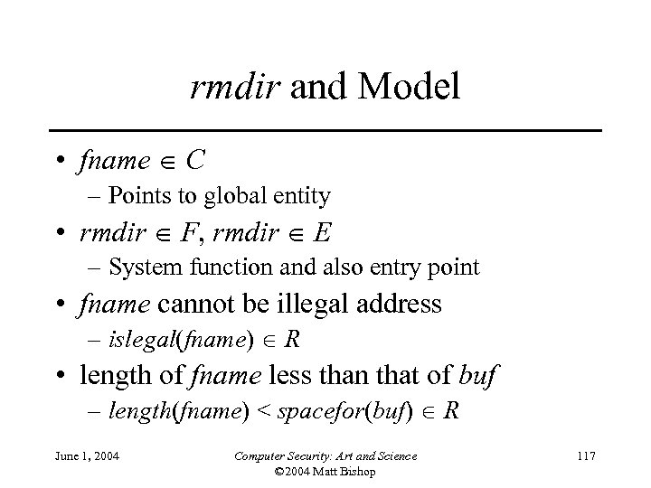 rmdir and Model • fname C – Points to global entity • rmdir F,