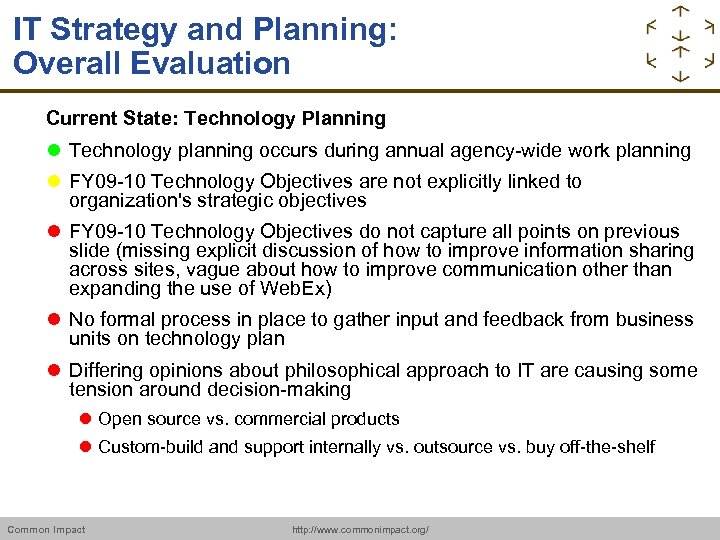 IT Strategy and Planning: Overall Evaluation Current State: Technology Planning Technology planning occurs during