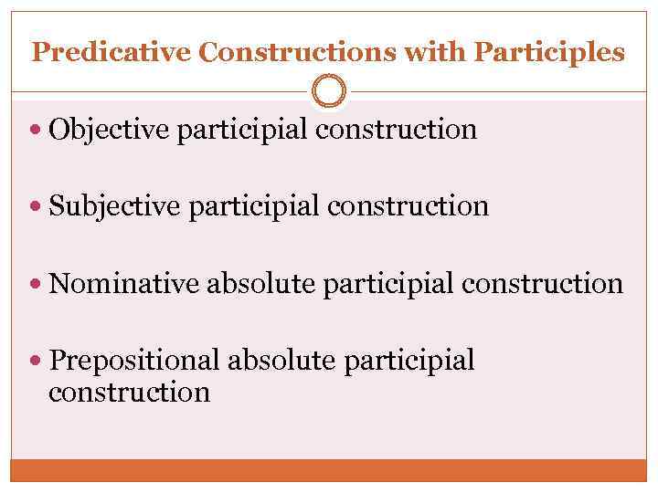 Predicative constructions