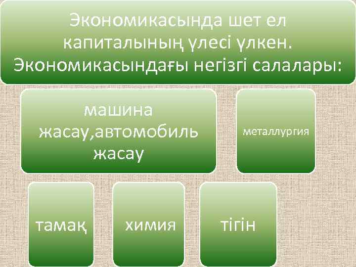 Экономикасында шет ел капиталының үлесі үлкен. Экономикасындағы негізгі салалары: машина жасау, автомобиль жасау тамақ