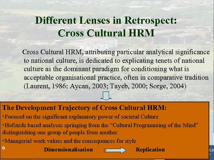 Different Lenses in Retrospect: Cross Cultural HRM, attributing particular analytical significance to national culture,