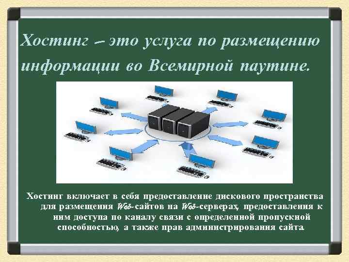 Хостинг – это услуга по размещению информации во Всемирной паутине. Хостинг включает в себя