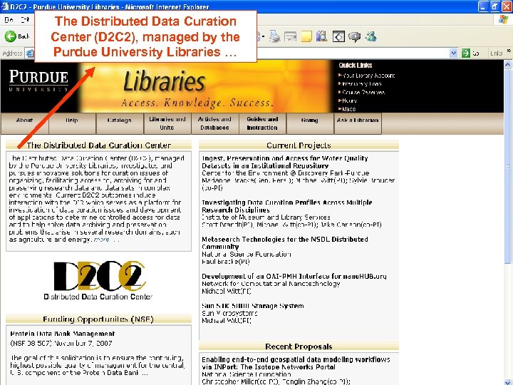 The Distributed Data Curation Center (D 2 C 2), managed by the Purdue University