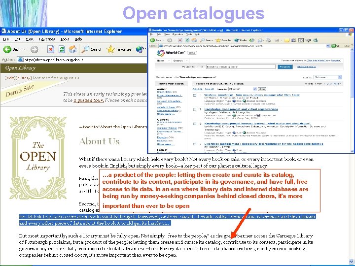 Open catalogues …a product of the people: letting them create and curate its catalog,