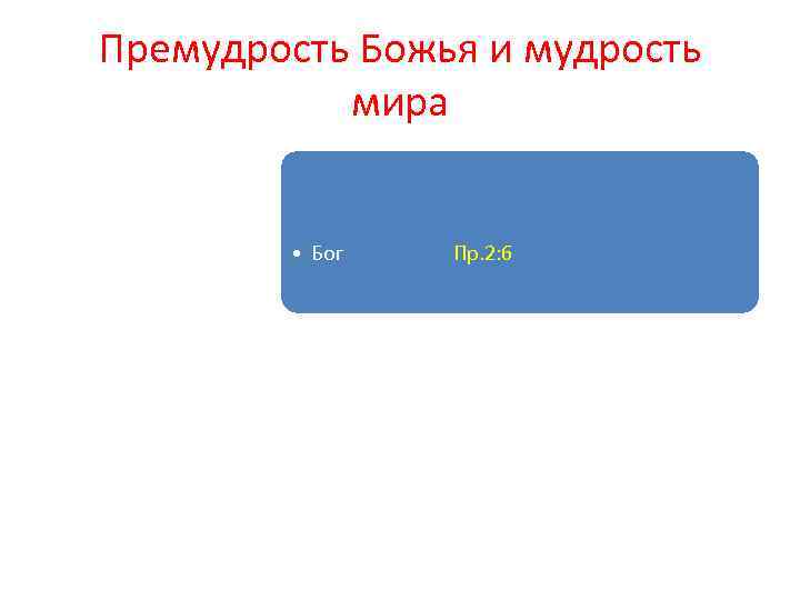 Премудрость Божья и мудрость мира • Бог Пр. 2: 6 