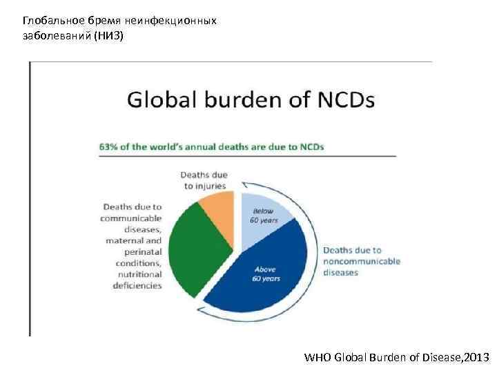 Глобальное бремя неинфекционных заболеваний (НИЗ) WHO Global Burden of Disease, 2013 