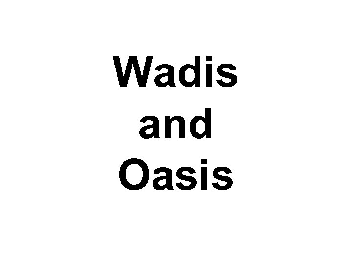 Wadis and Oasis 