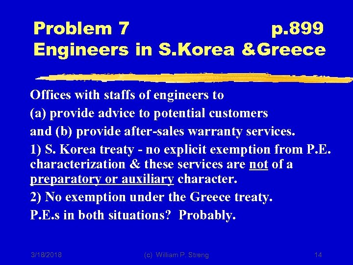 Problem 7 p. 899 Engineers in S. Korea &Greece Offices with staffs of engineers