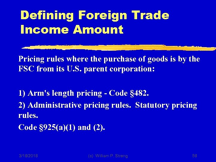 Defining Foreign Trade Income Amount Pricing rules where the purchase of goods is by