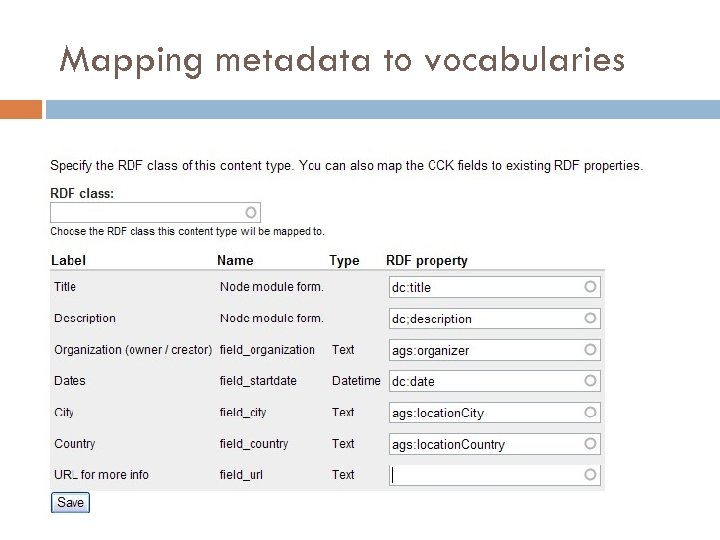 Mapping metadata to vocabularies 