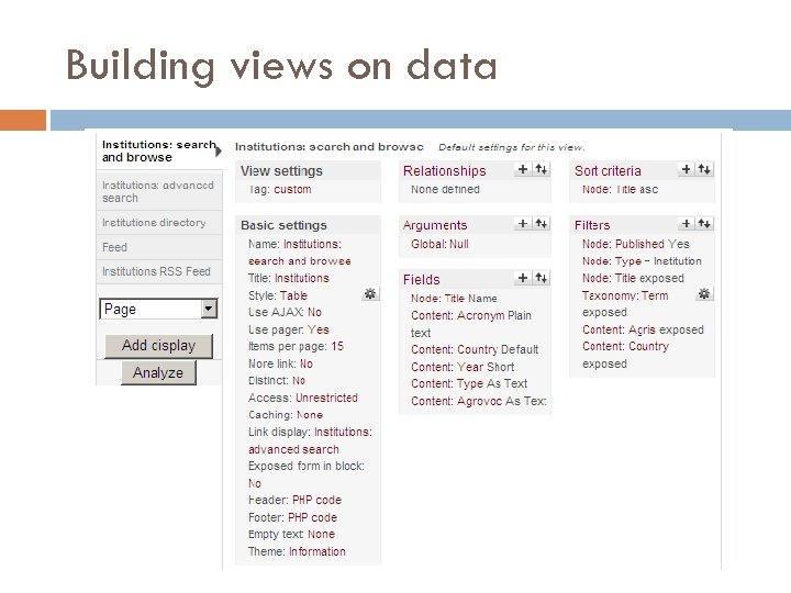 Building views on data 