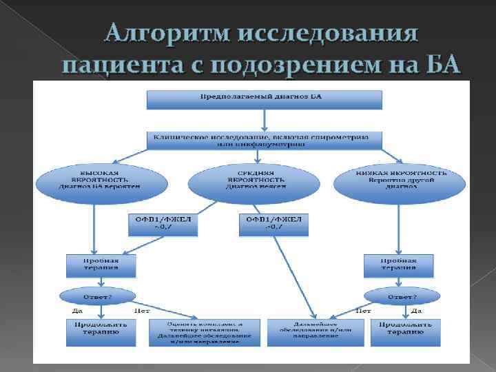 Алгоритм исследования пациента с подозрением на БА 