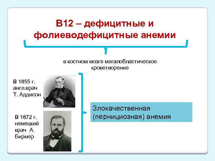 В 12 – дефицитные и фолиеводефицитные анемии в костном мозге мегалобластическое кроветворение В 1855
