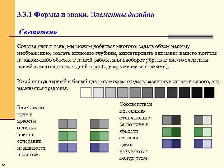 3. 3. 1 Формы и знаки. Элементы дизайна Светотень Сочетая свет и тень, мы