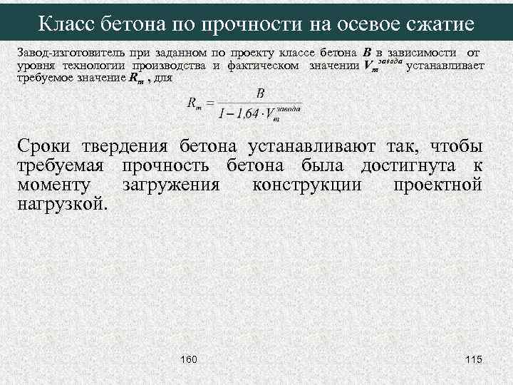 Класс бетона по прочности на осевое сжатие Завод-изготовитель при заданном по проекту классе бетона