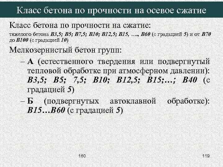 Класс бетона по прочности на осевое сжатие Класс бетона по прочности на сжатие: тяжелого