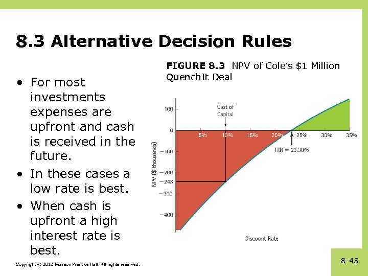 8. 3 Alternative Decision Rules • For most investments expenses are upfront and cash