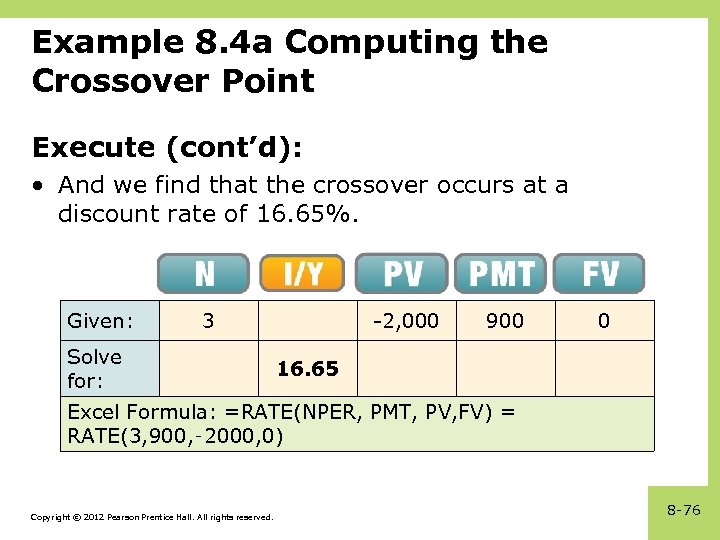 Example 8. 4 a Computing the Crossover Point Execute (cont’d): • And we find