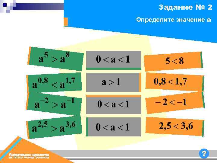 Задание № 2 Определите значение а 