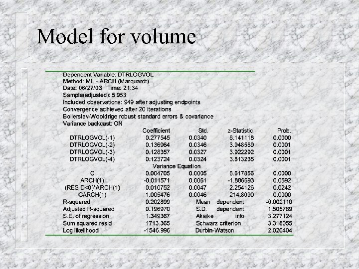 Model for volume 