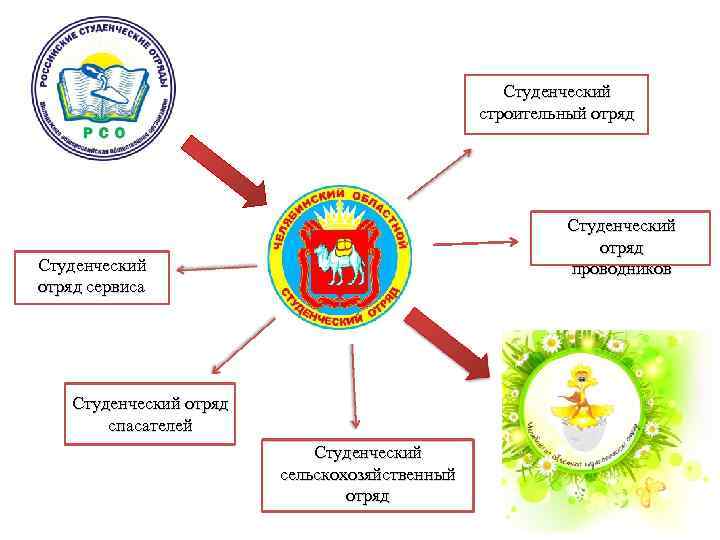 Студенческий строительный отряд Студенческий отряд проводников Студенческий отряд сервиса Студенческий отряд спасателей Студенческий сельскохозяйственный